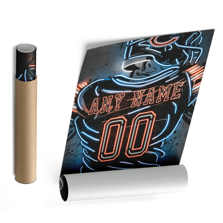 Chicago Bears Custom Jersey Canvas | Neon Wall Art - CanvasNeon