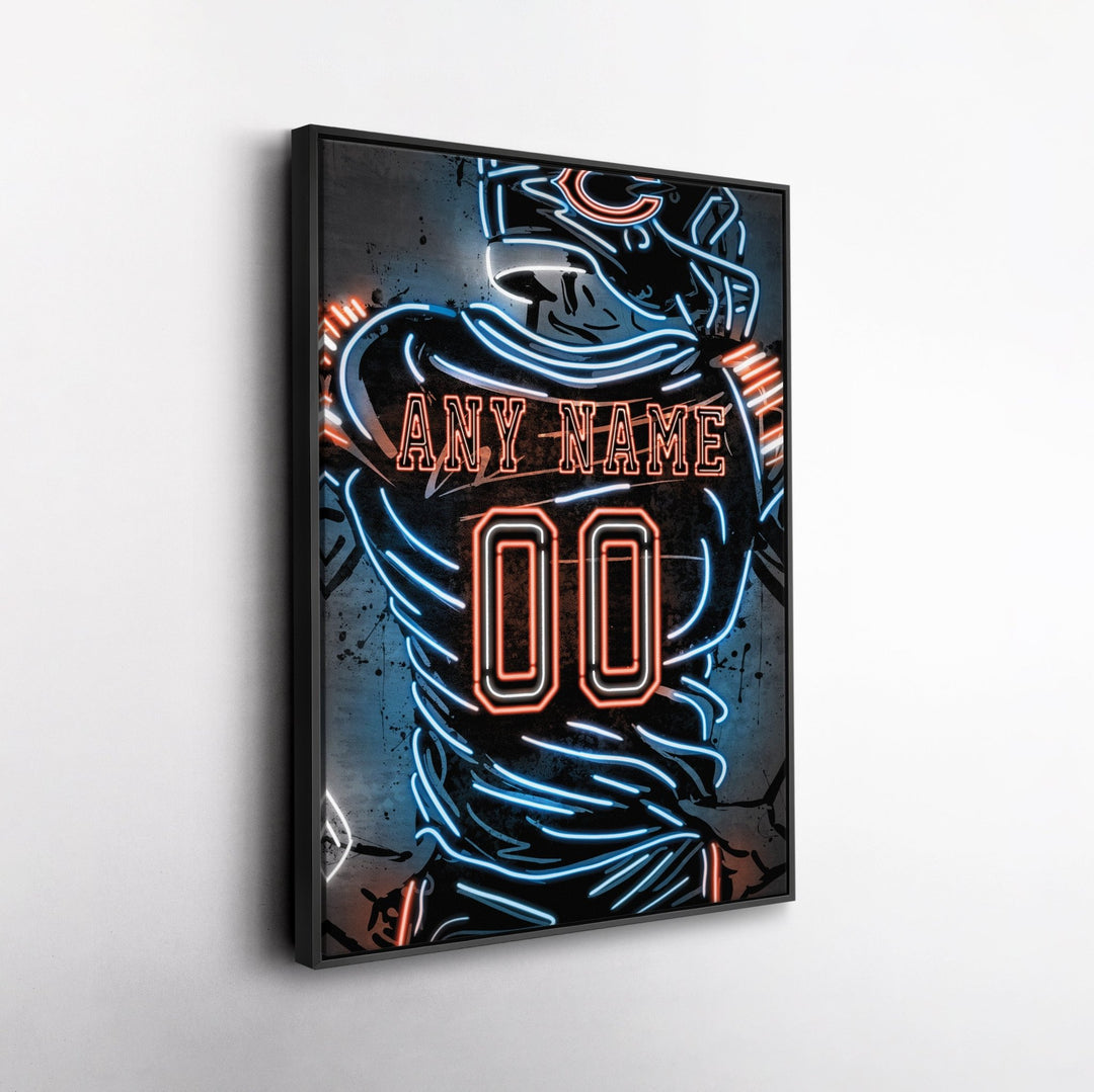Chicago Bears Custom Jersey Canvas | Neon Wall Art - CanvasNeon