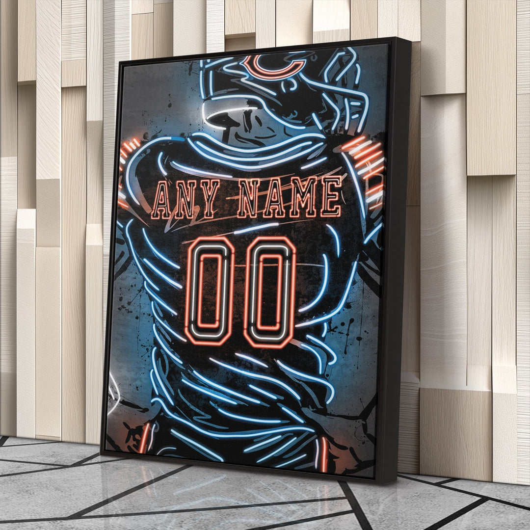 Chicago Bears Custom Jersey Canvas | Neon Wall Art - CanvasNeon