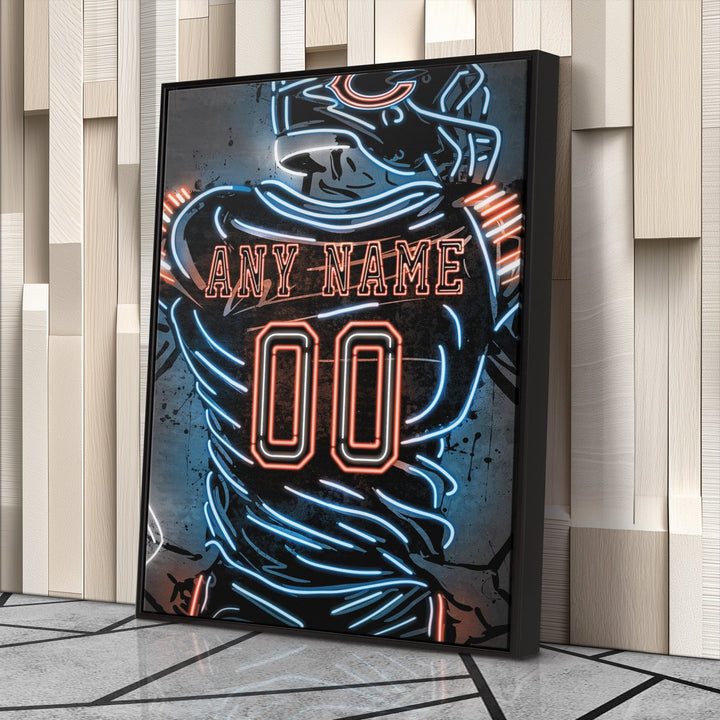 Chicago Bears Custom Jersey Canvas | Neon Wall Art - CanvasNeon