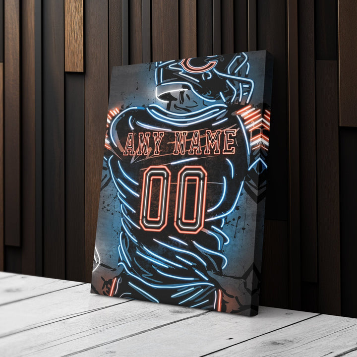 Chicago Bears Custom Jersey Canvas | Neon Wall Art - CanvasNeon