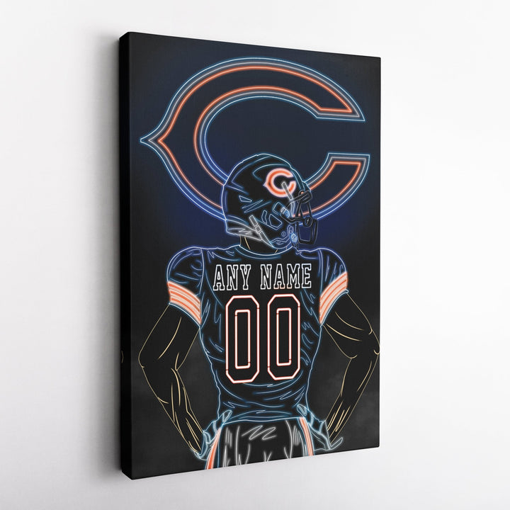 Chicago Bears Personalized Jersey Canvas | Neon Wall Art - CanvasNeon