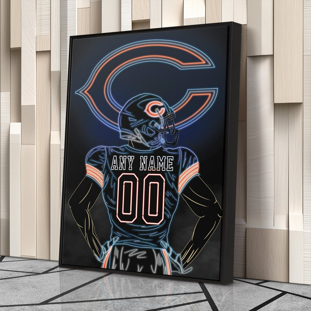 Chicago Bears Personalized Jersey Canvas | Neon Wall Art - CanvasNeon
