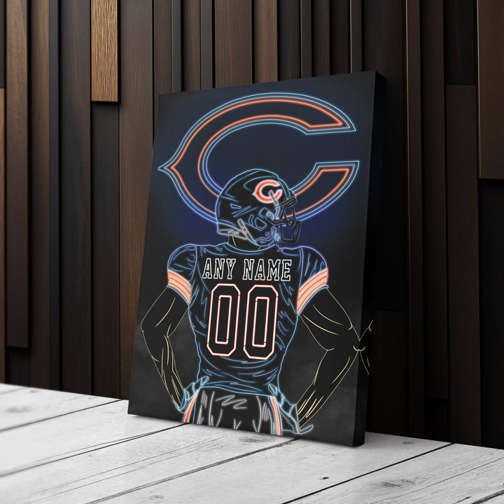 Chicago Bears Personalized Jersey Canvas | Neon Wall Art - CanvasNeon