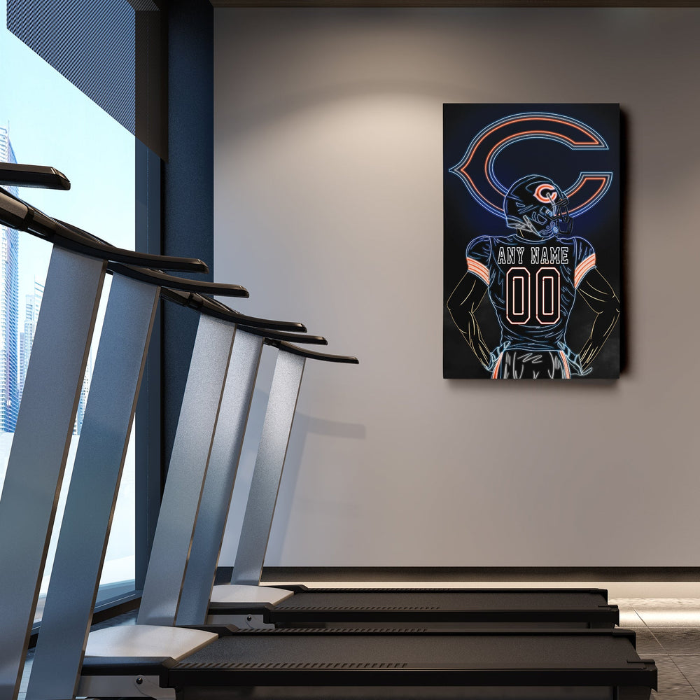 Chicago Bears Personalized Jersey Canvas | Neon Wall Art - CanvasNeon