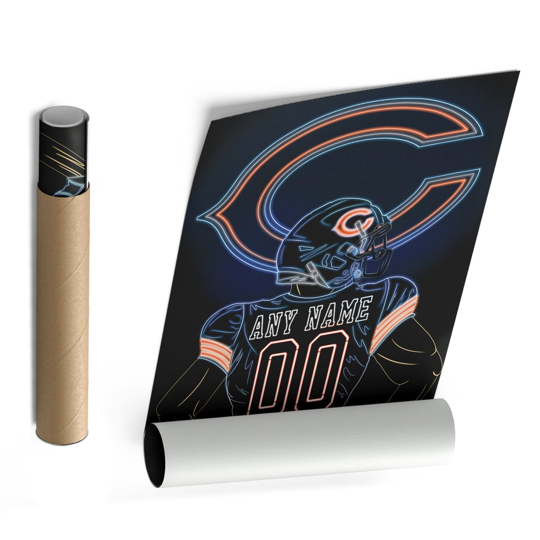 Chicago Bears Personalized Jersey Canvas | Neon Wall Art - CanvasNeon