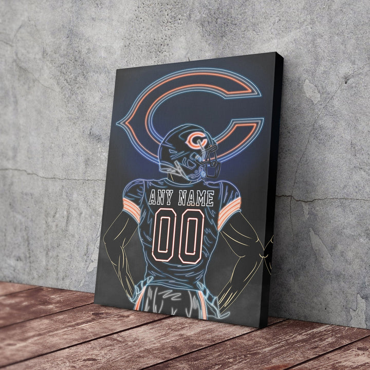 Chicago Bears Personalized Jersey Canvas | Neon Wall Art - CanvasNeon