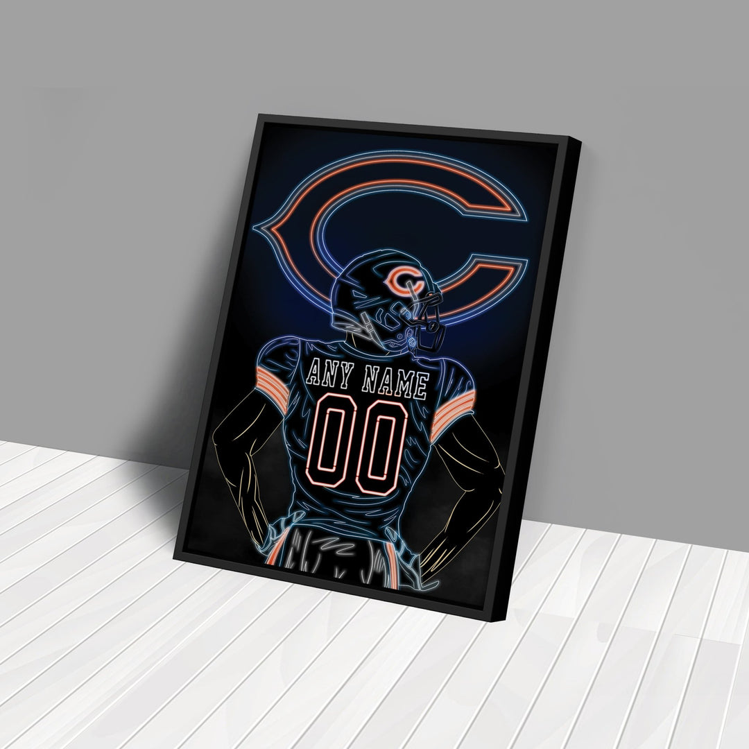 Chicago Bears Personalized Jersey Canvas | Neon Wall Art - CanvasNeon