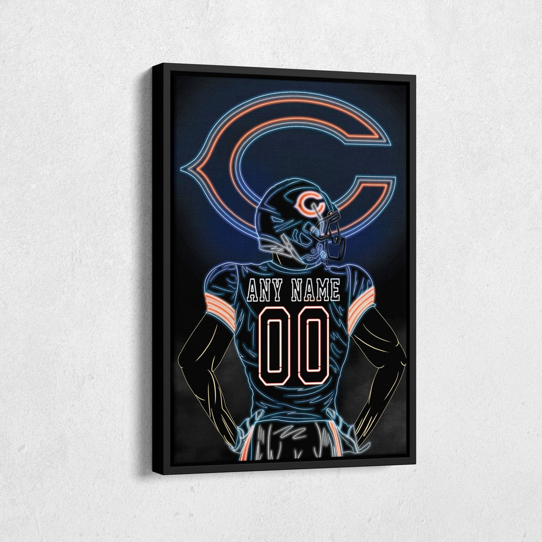 Chicago Bears Personalized Jersey Canvas | Neon Wall Art - CanvasNeon