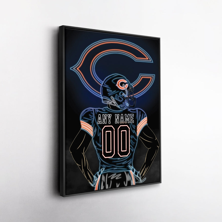 Chicago Bears Personalized Jersey Canvas | Neon Wall Art - CanvasNeon