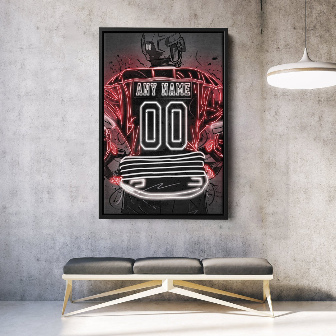 Chicago Blackhawks Custom Jersey Canvas | Neon Wall Art - CanvasNeon