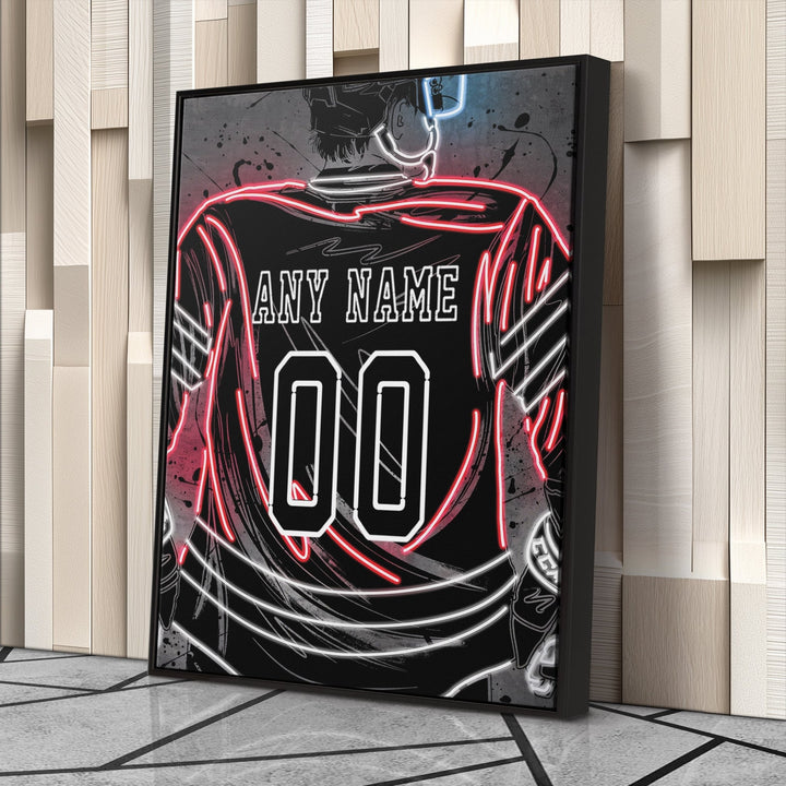 Chicago Blackhawks Custom Jersey Canvas | Neon Wall Art - CanvasNeon