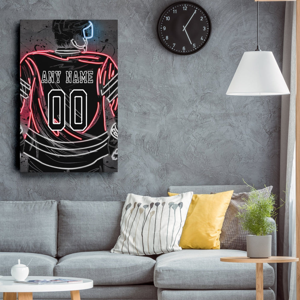 Chicago Blackhawks Custom Jersey Canvas | Neon Wall Art - CanvasNeon