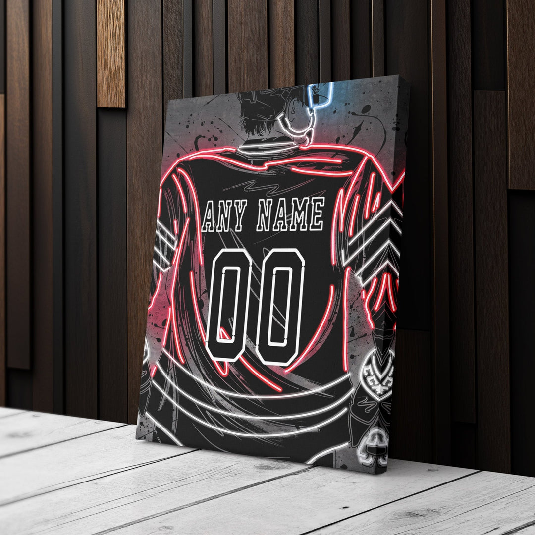 Chicago Blackhawks Custom Jersey Canvas | Neon Wall Art - CanvasNeon