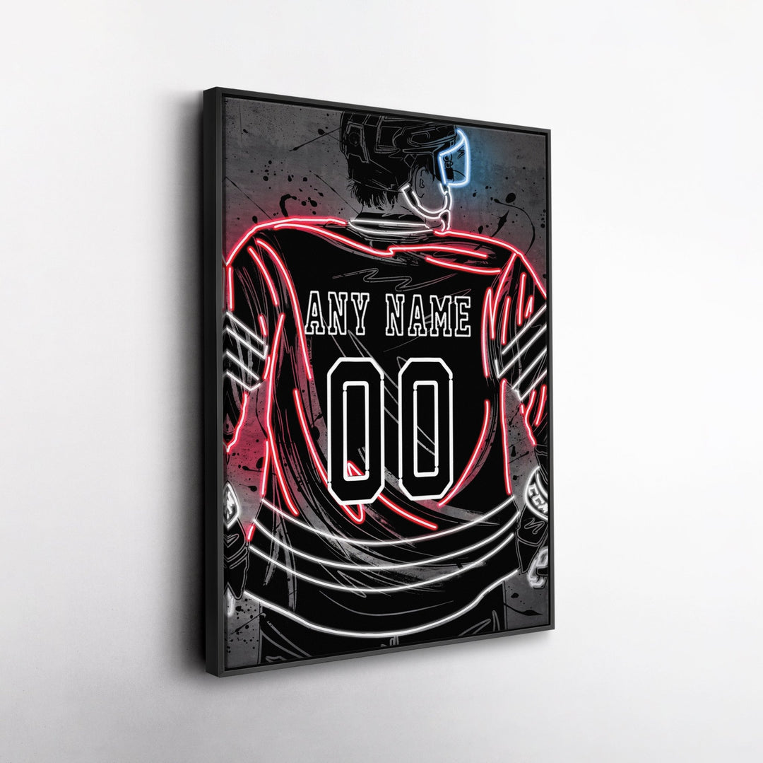 Chicago Blackhawks Custom Jersey Canvas | Neon Wall Art - CanvasNeon