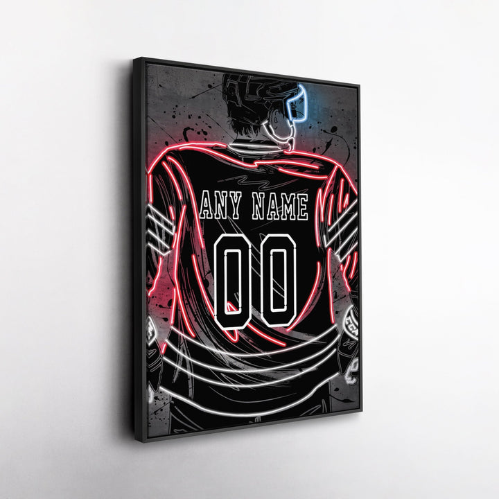 Chicago Blackhawks Custom Jersey Canvas | Neon Wall Art - CanvasNeon