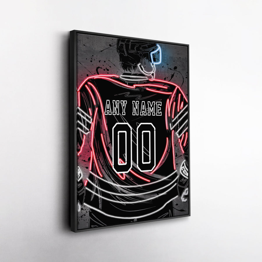 Chicago Blackhawks Custom Jersey Canvas | Neon Wall Art - CanvasNeon