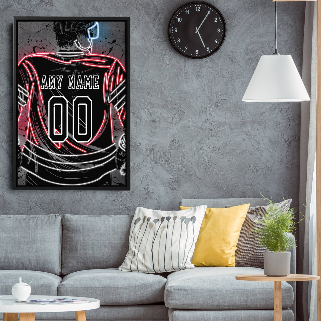 Chicago Blackhawks Custom Jersey Canvas | Neon Wall Art - CanvasNeon