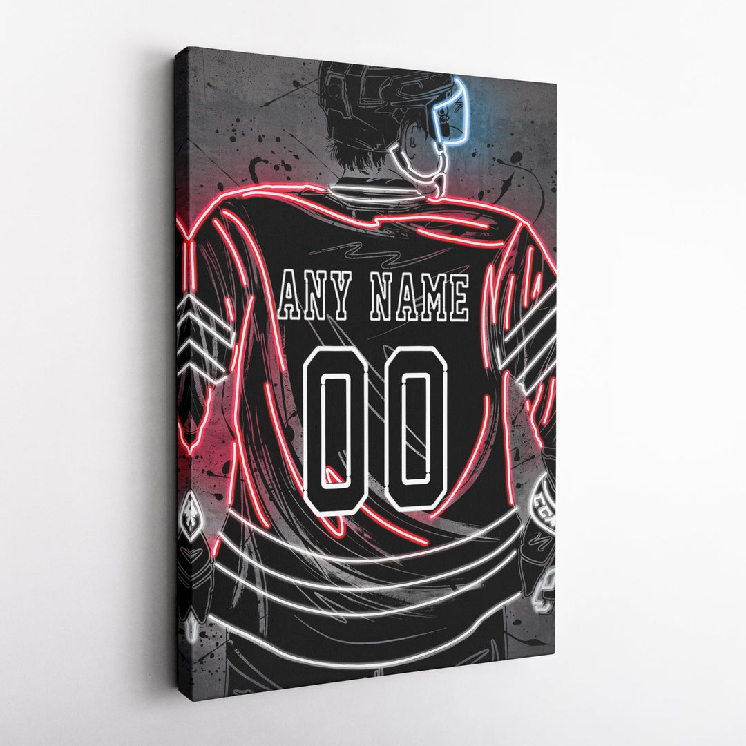 Chicago Blackhawks Custom Jersey Canvas | Neon Wall Art - CanvasNeon