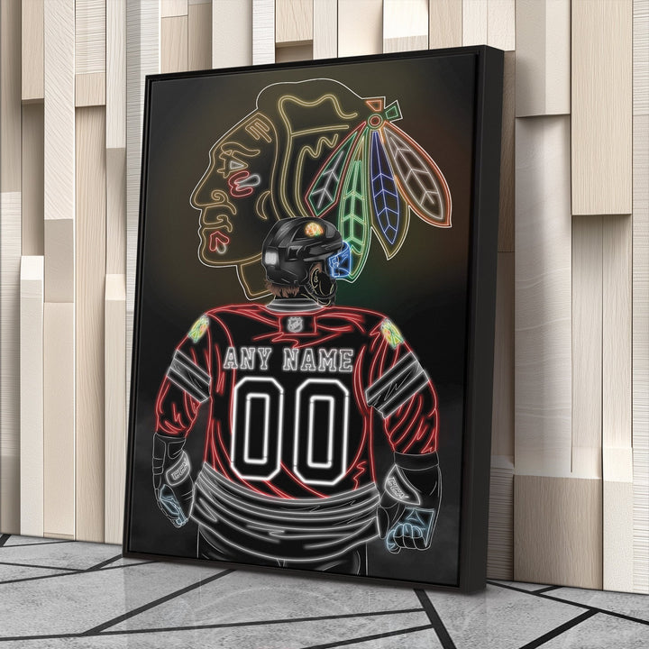 Chicago Blackhawks Personalized Jersey Canvas | Neon Wall Art - CanvasNeon