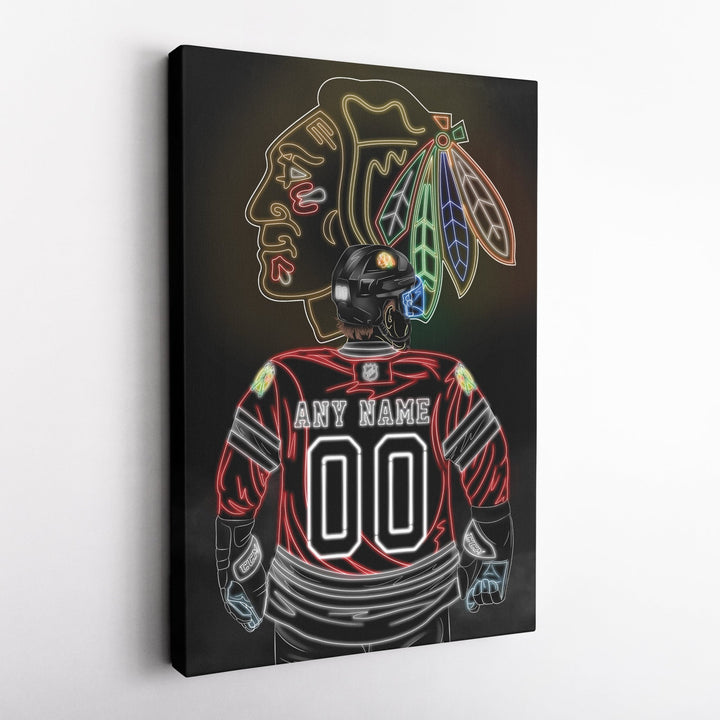 Chicago Blackhawks Personalized Jersey Canvas | Neon Wall Art - CanvasNeon