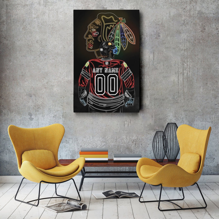 Chicago Blackhawks Personalized Jersey Canvas | Neon Wall Art - CanvasNeon