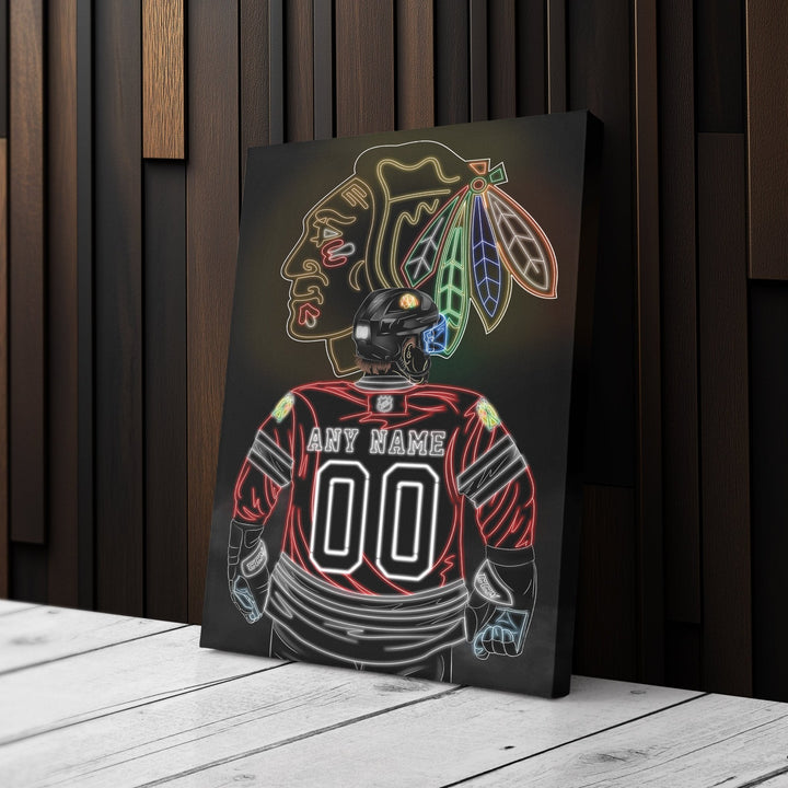 Chicago Blackhawks Personalized Jersey Canvas | Neon Wall Art - CanvasNeon