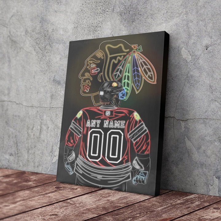 Chicago Blackhawks Personalized Jersey Canvas | Neon Wall Art - CanvasNeon