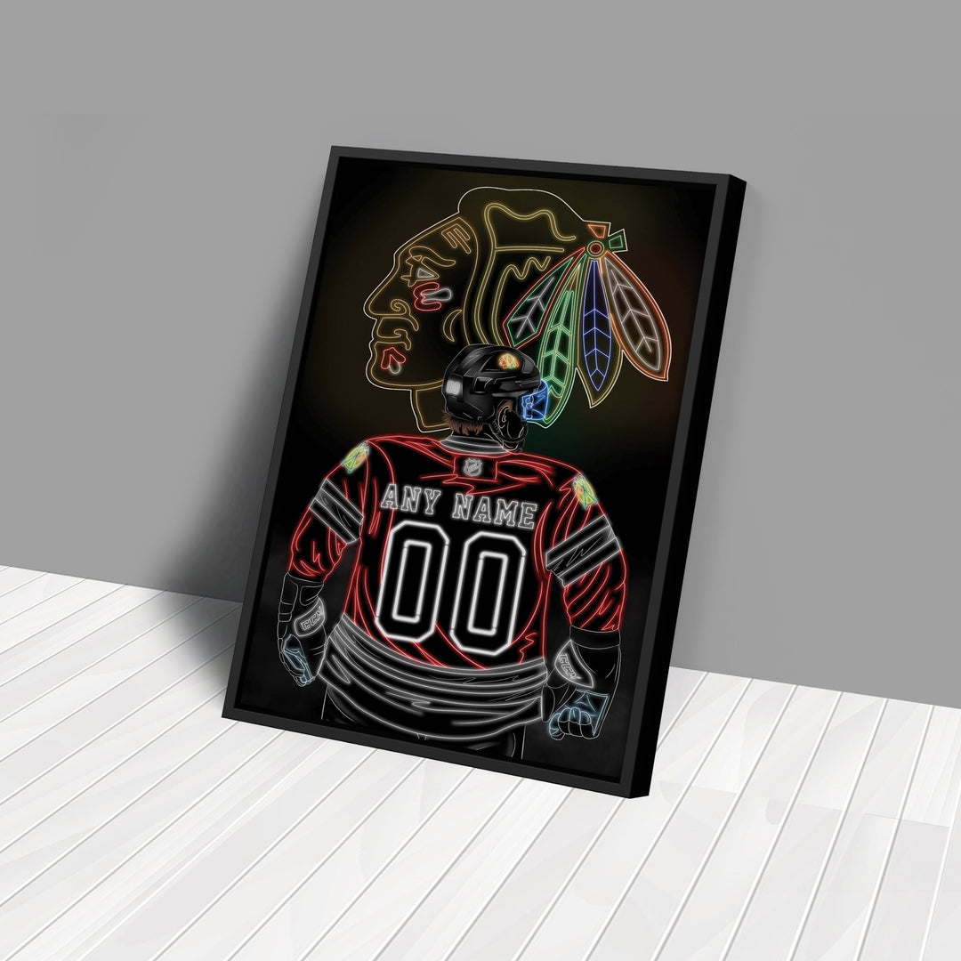 Chicago Blackhawks Personalized Jersey Canvas | Neon Wall Art - CanvasNeon