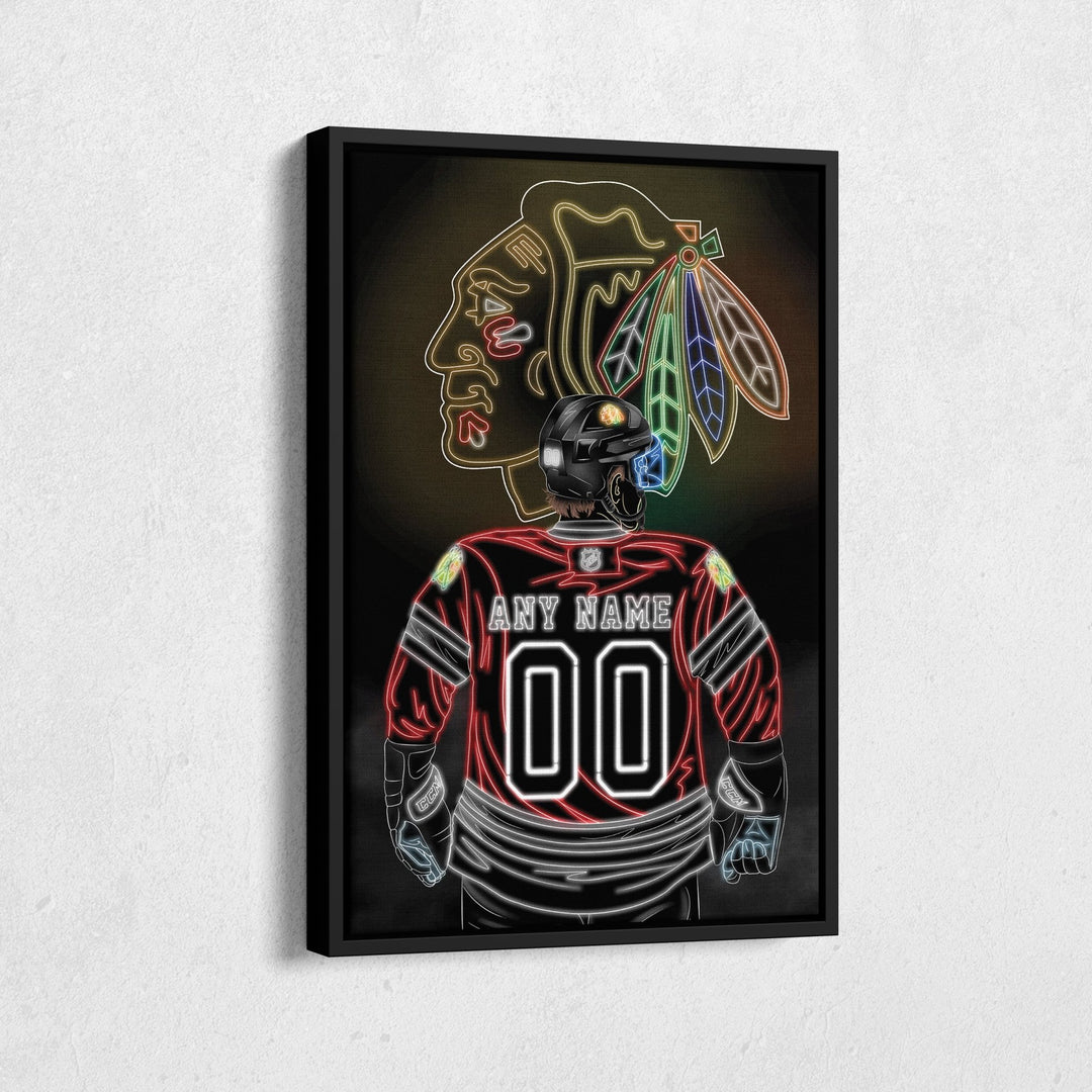 Chicago Blackhawks Personalized Jersey Canvas | Neon Wall Art - CanvasNeon