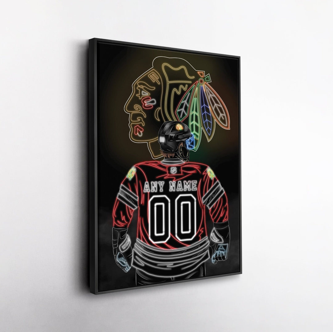 Chicago Blackhawks Personalized Jersey Canvas | Neon Wall Art - CanvasNeon