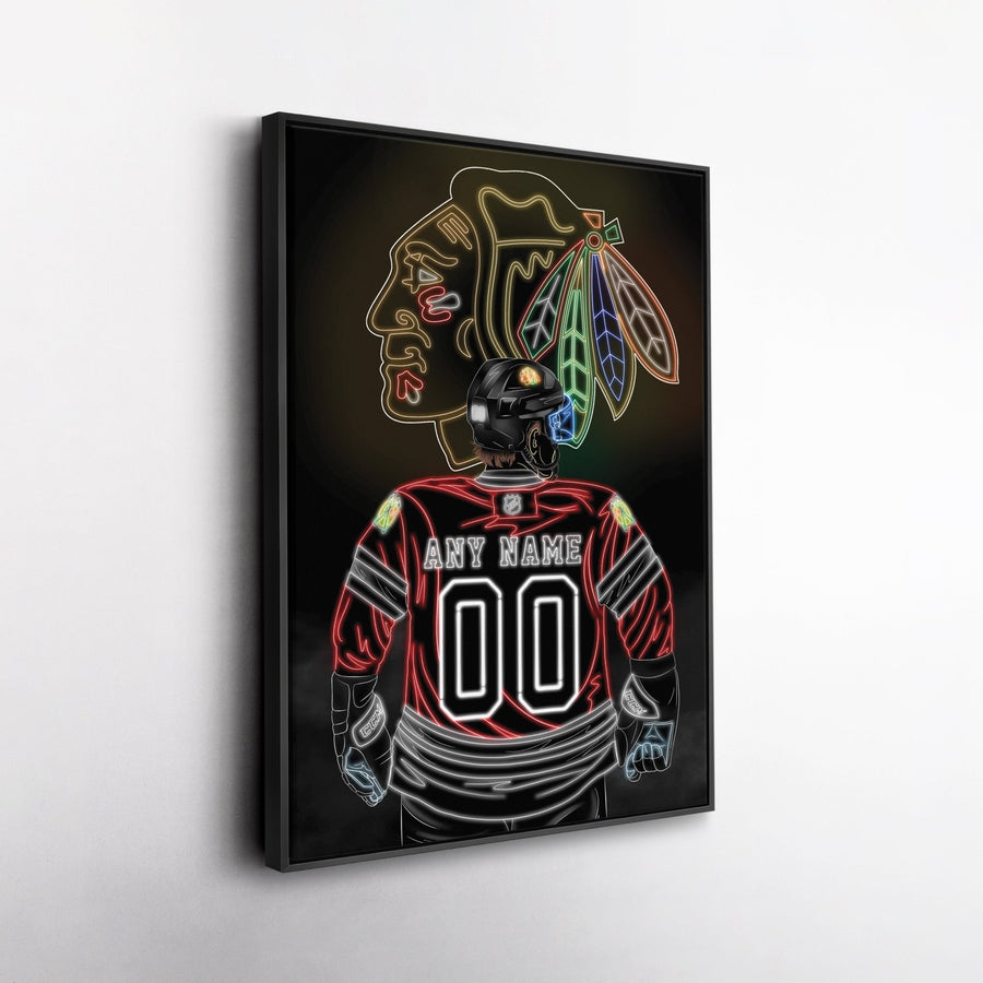 Chicago Blackhawks Personalized Jersey Canvas | Neon Wall Art - CanvasNeon