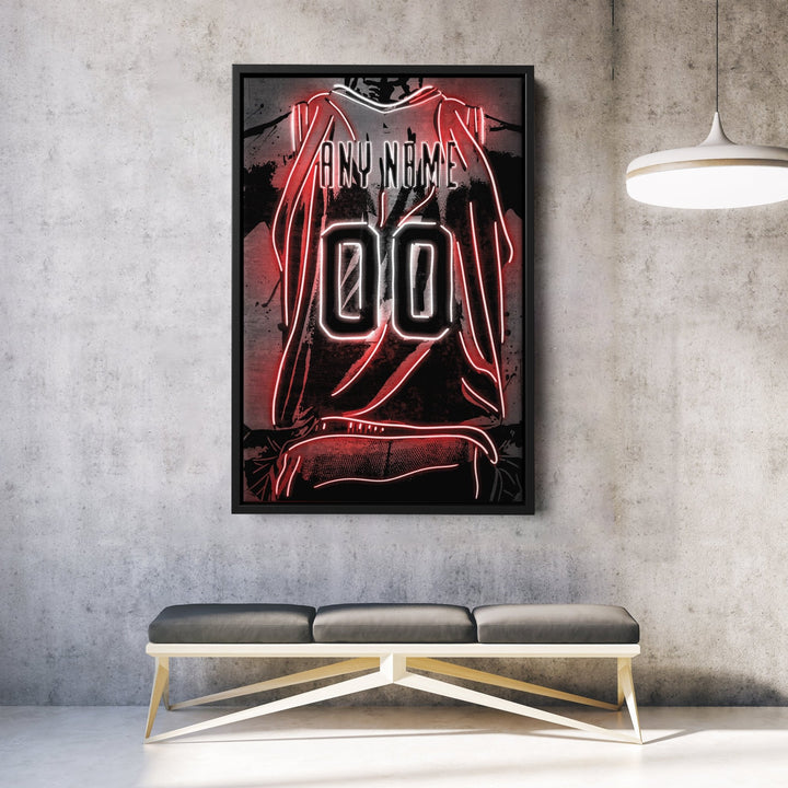 Chicago Bulls Custom Jersey Canvas | Neon Wall Art - CanvasNeon