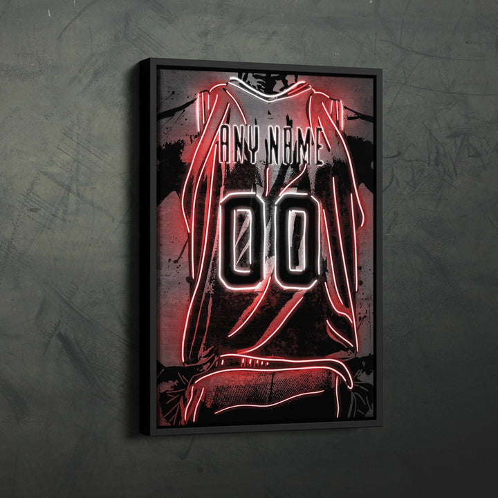 Chicago Bulls Custom Jersey Canvas | Neon Wall Art - CanvasNeon