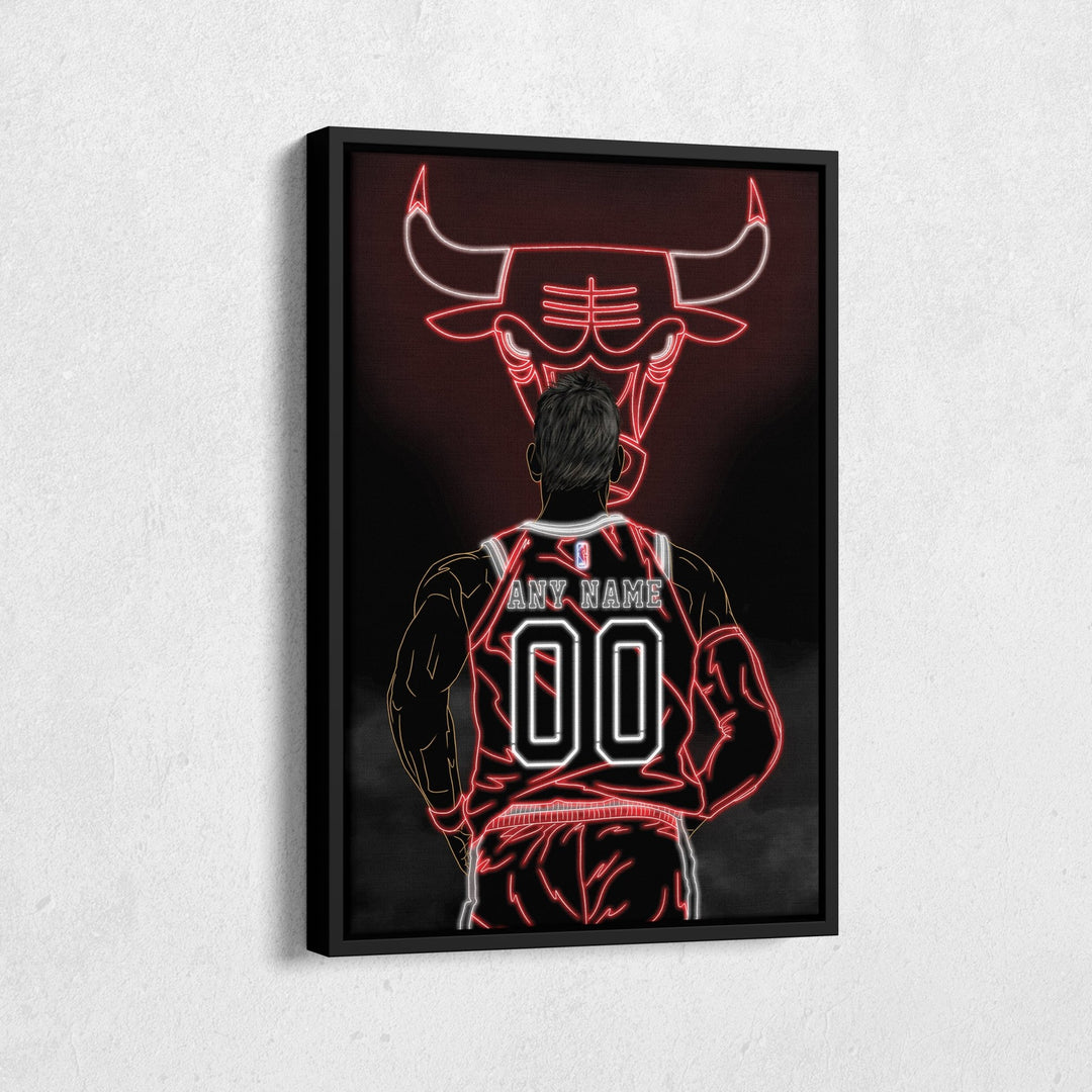 Chicago Bulls Personalized Jersey Canvas | Neon Wall Art - CanvasNeon