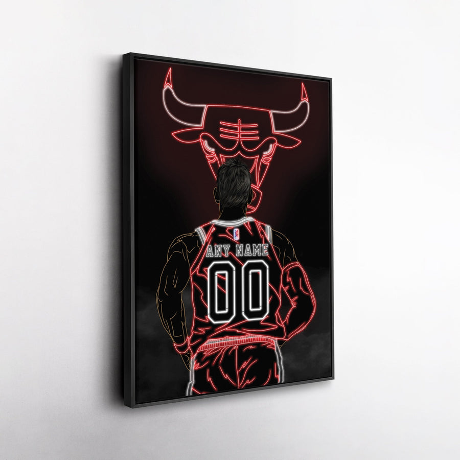 Chicago Bulls Personalized Jersey Canvas | Neon Wall Art - CanvasNeon