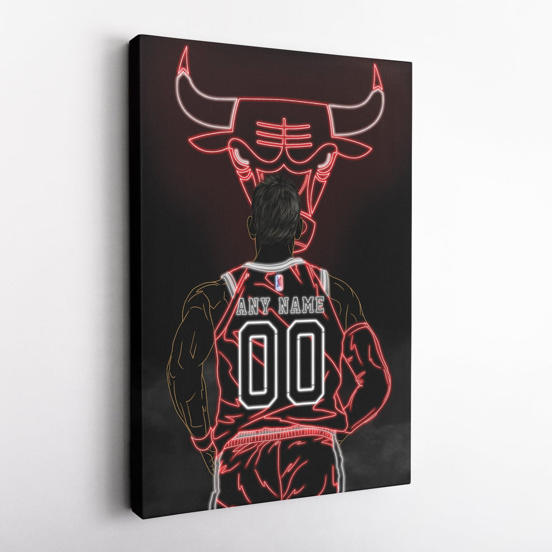 Chicago Bulls Personalized Jersey Canvas | Neon Wall Art - CanvasNeon