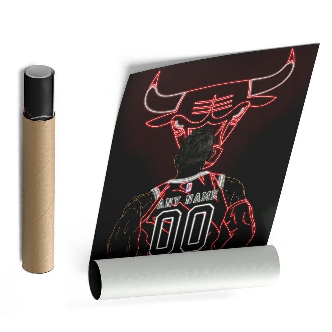 Chicago Bulls Personalized Jersey Canvas | Neon Wall Art - CanvasNeon