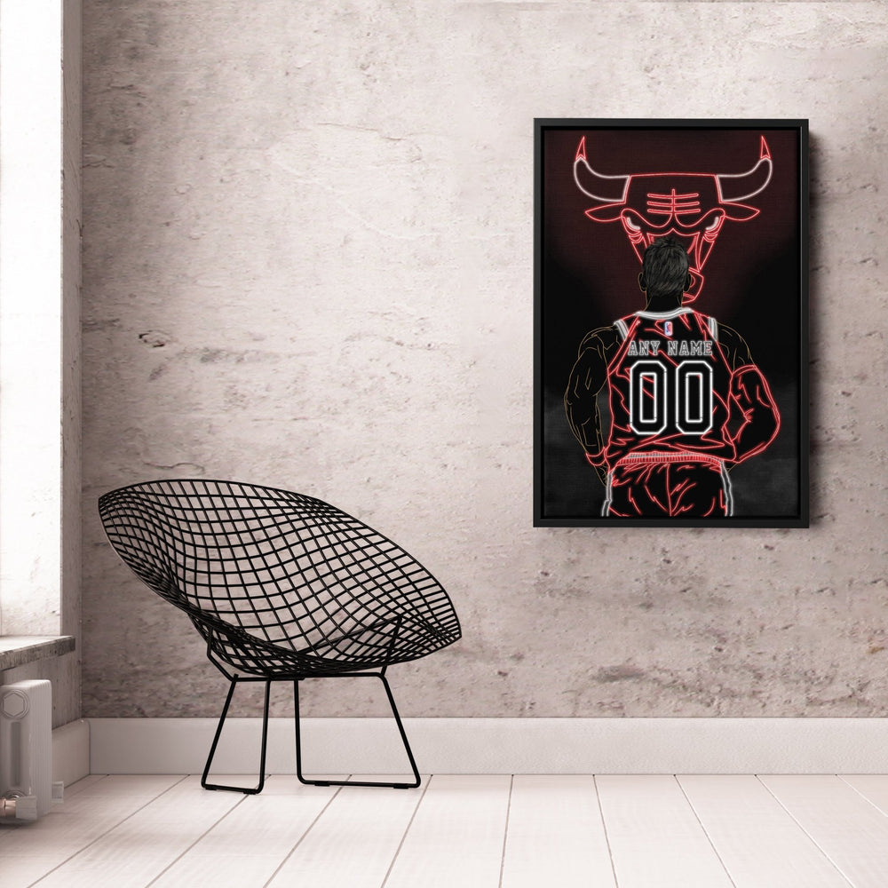 Chicago Bulls Personalized Jersey Canvas | Neon Wall Art - CanvasNeon