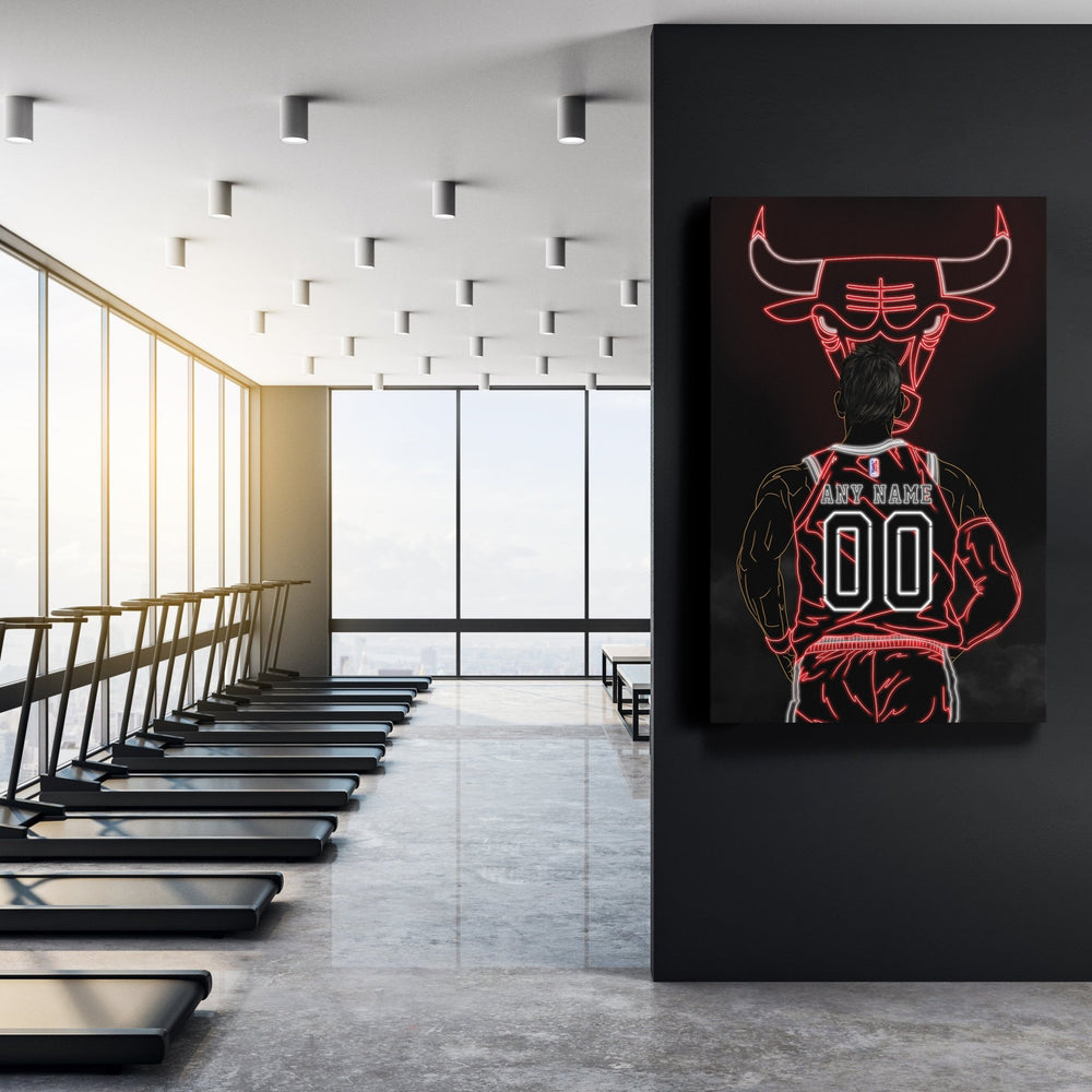 Chicago Bulls Personalized Jersey Canvas | Neon Wall Art - CanvasNeon