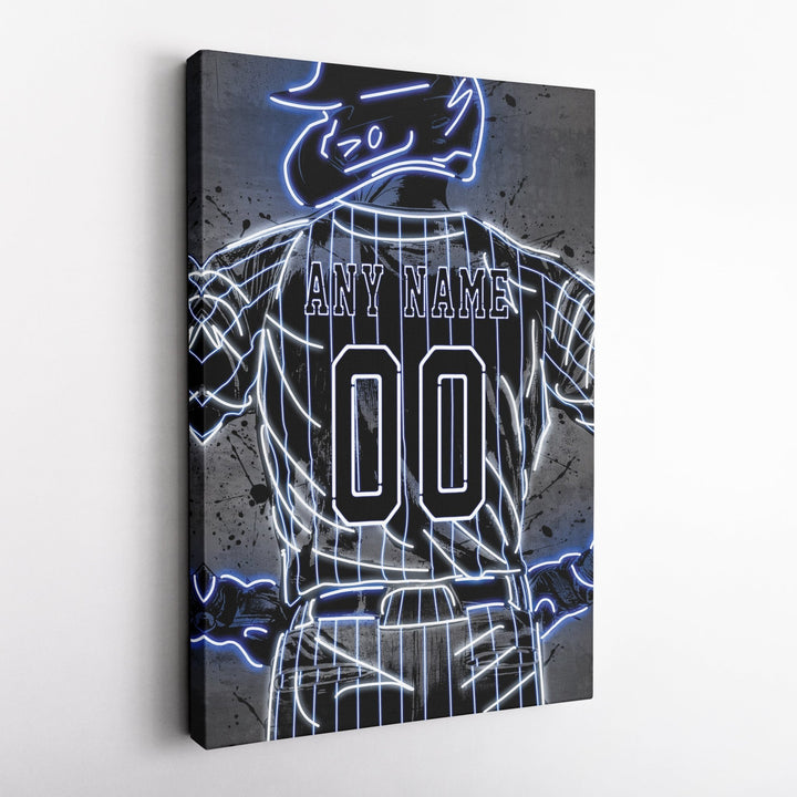 Chicago Cubs Custom Jersey Canvas | Neon Wall Art - CanvasNeon