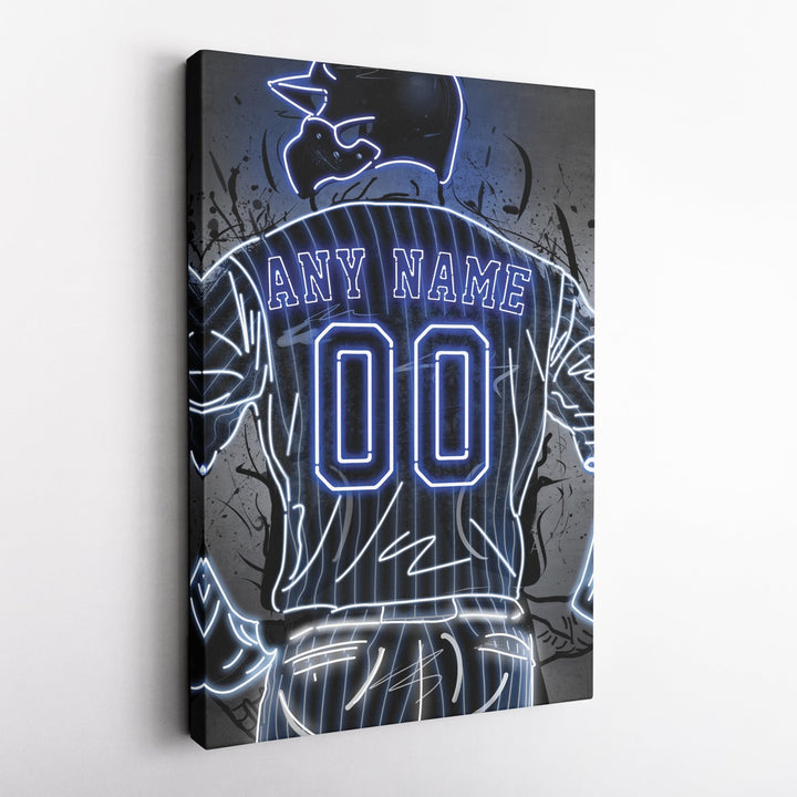 Chicago Cubs Custom Jersey Canvas | Neon Wall Art - CanvasNeon