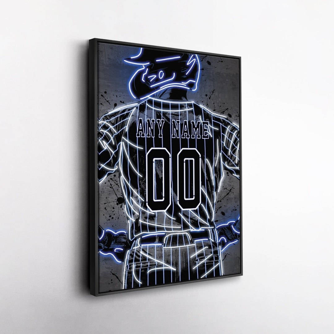 Chicago Cubs Custom Jersey Canvas | Neon Wall Art - CanvasNeon