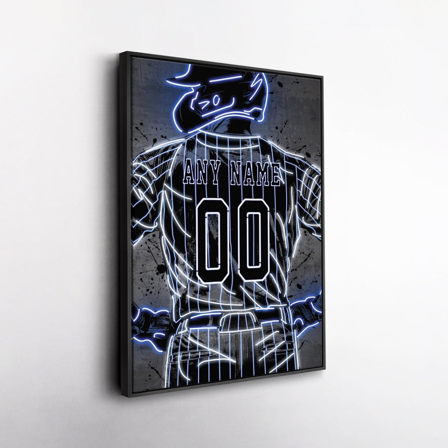 Chicago Cubs Custom Jersey Canvas | Neon Wall Art - CanvasNeon