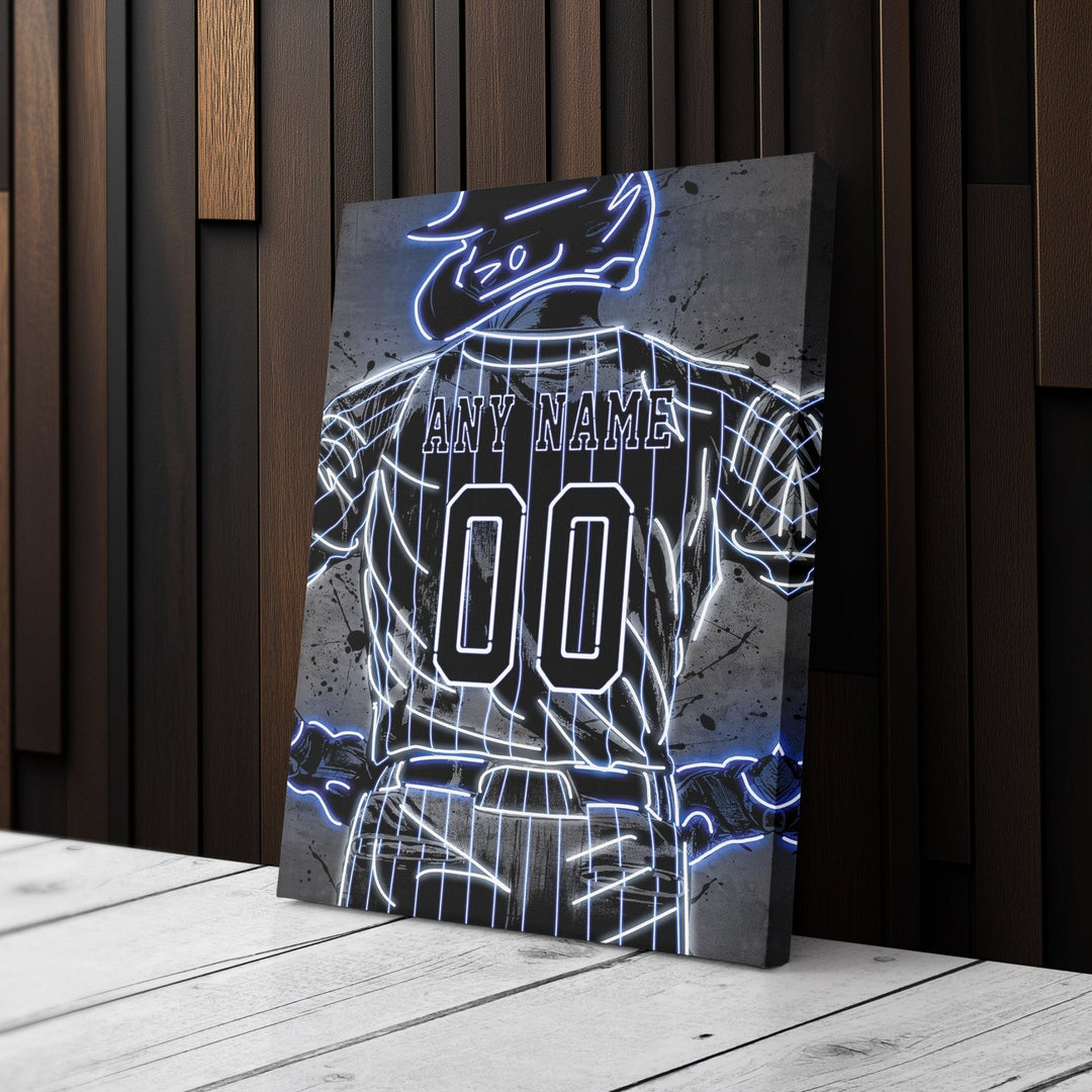 Chicago Cubs Custom Jersey Canvas | Neon Wall Art - CanvasNeon