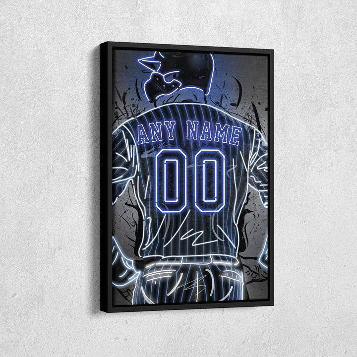 Chicago Cubs Custom Jersey Canvas | Neon Wall Art - CanvasNeon