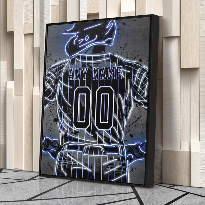 Chicago Cubs Custom Jersey Canvas | Neon Wall Art - CanvasNeon