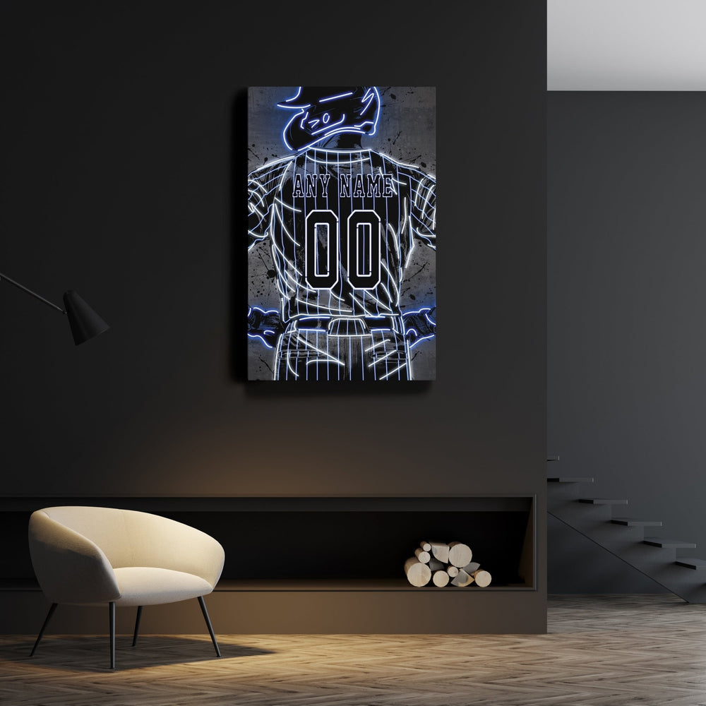 Chicago Cubs Custom Jersey Canvas | Neon Wall Art - CanvasNeon