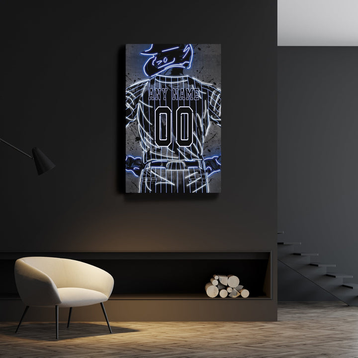 Chicago Cubs Custom Jersey Canvas | Neon Wall Art - CanvasNeon