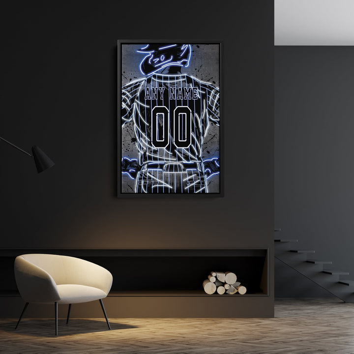 Chicago Cubs Custom Jersey Canvas | Neon Wall Art - CanvasNeon